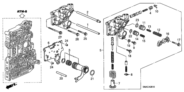 2011 Honda Civic AT Regulator Body Diagram