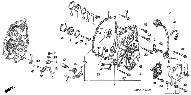 2005 Honda CR-V AT Left Side Cover (5AT) Diagram