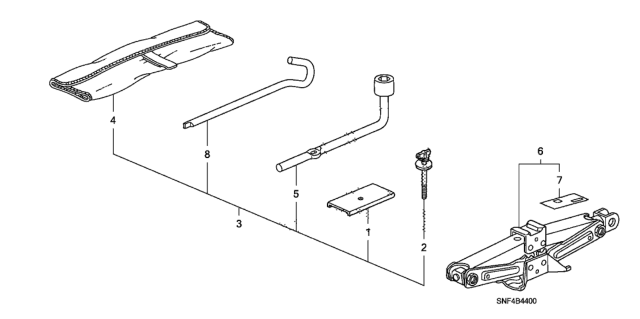 2010 Honda Civic 4 Door GX KA 5AT Tools - Jack Diagram