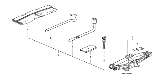 2008 Honda Civic Tools - Jack Diagram