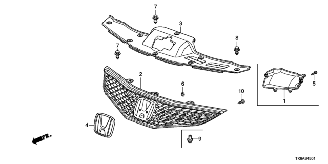 2013 Honda Fit Base, Front Grille Diagram for 71121-TK6-A11