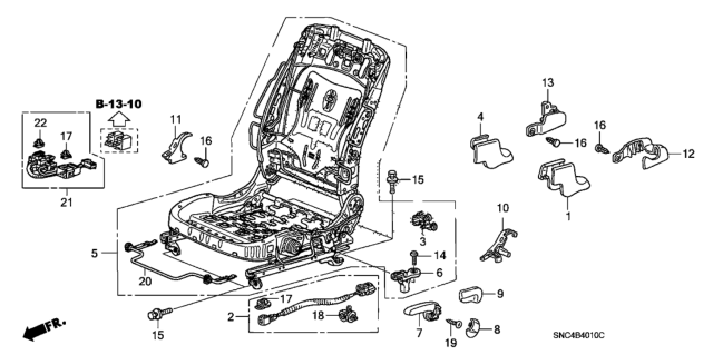 2010 Honda Civic Front Seat Components (Driver Side) Diagram