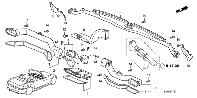 2008 Honda S2000 2 Door CR (WITH AC) KA 6MT Duct Diagram