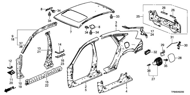 2015 Honda Crosstour Stiffener, RR. Bumper Face Diagram for 66118-SEP-A00ZZ