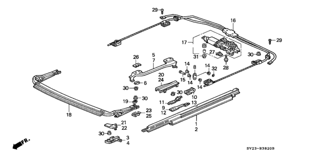 1997 Honda Accord Slider, FR. Slide Stay Diagram for 70332-SM4-003