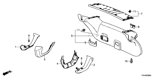 2017 Honda Clarity Electric 4 Door TRNG (CLARITY ELC) KA 1AT Trunk Lid Garnish Diagram
