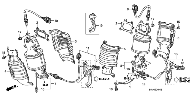 2007 Honda Pilot Sensor, Rear Secondary Oxygen Diagram for 36542-RJA-004