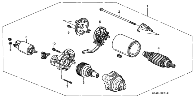 2000 Honda Accord Starter Motor (Mitsuba) (V6) Diagram