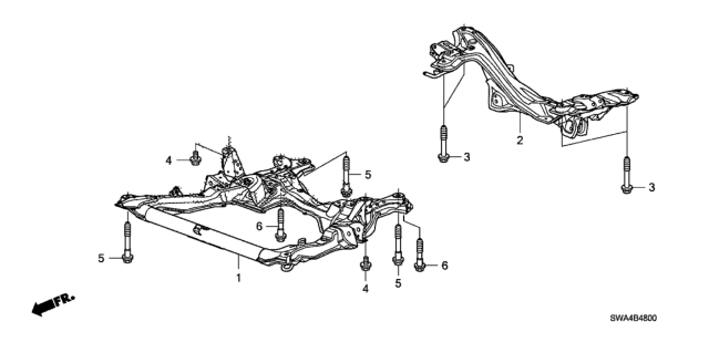 2007 Honda CR-V Sub-Frame, Front Diagram for 50200-SWA-A70