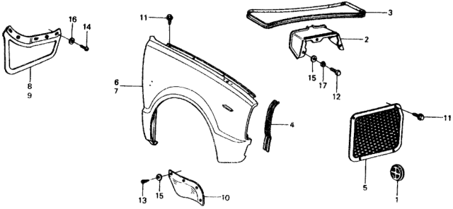 1975 Honda Civic Front Fender Diagram