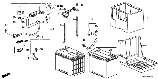 2010 Honda Crosstour Box, Battery (80D) Diagram for 31521-TA0-A10