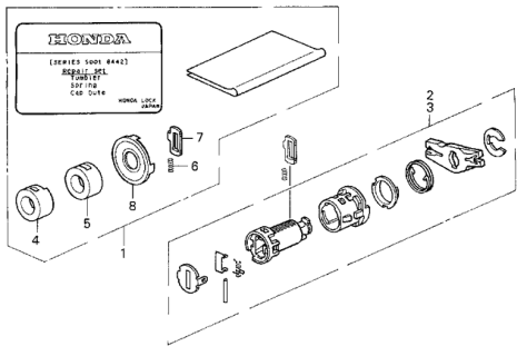 1994 Honda Prelude Cylinder Kit, R. Door Diagram for 06721-SL4-305