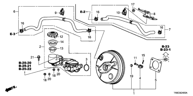 2014 Honda Civic Brake Master Cylinder  - Master Power Diagram