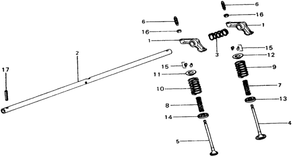 1976 Honda Civic Valve, Exhuast Diagram for 14721-657-671