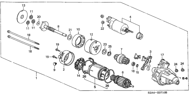 2005 Honda S2000 2 Door S2000 KA 6MT Starter Motor (Denso) Diagram