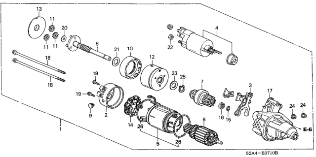 2002 Honda S2000 Starter Motor (Denso) Diagram