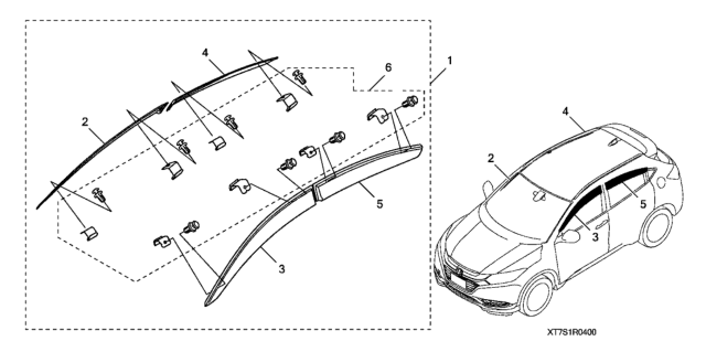 2021 Honda HR-V 5 Door EX (2WD) KA CVT Door Visors Diagram