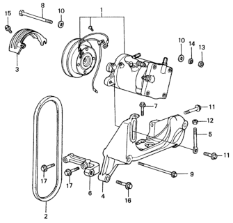 1982 Honda Civic Compressor Assy. Diagram for 38800-PA5-661