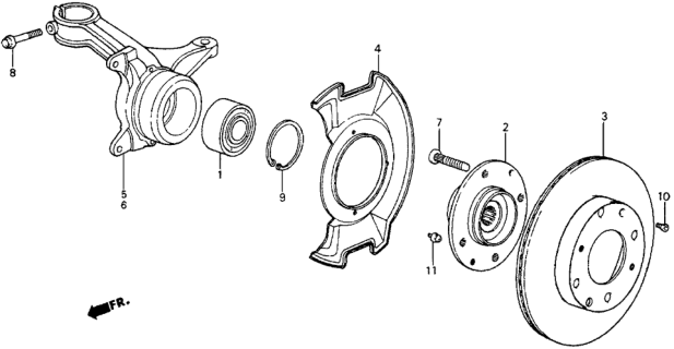 1985 Honda CRX Hub, Front Diagram for 44610-SB2-000