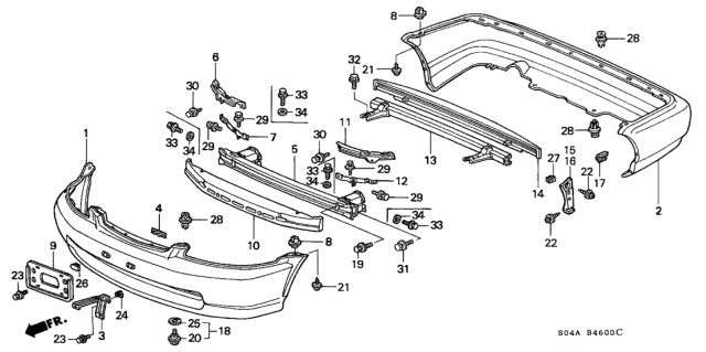 2000 Honda Civic Bumper Diagram