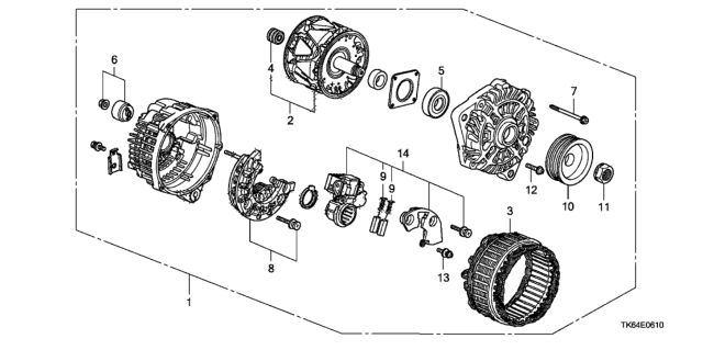 2012 Honda Fit Pulley Diagram for 31141-RB0-004