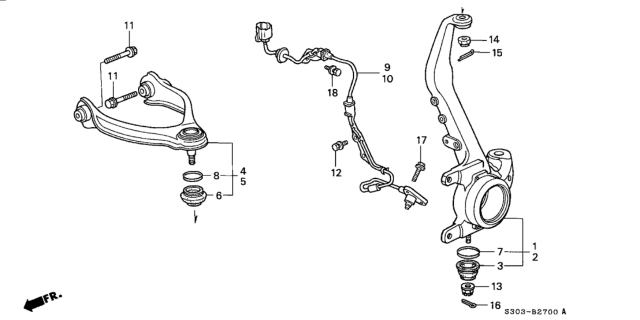 1998 Honda Prelude Sensor Assembly, Right Front Diagram for 57450-S30-000