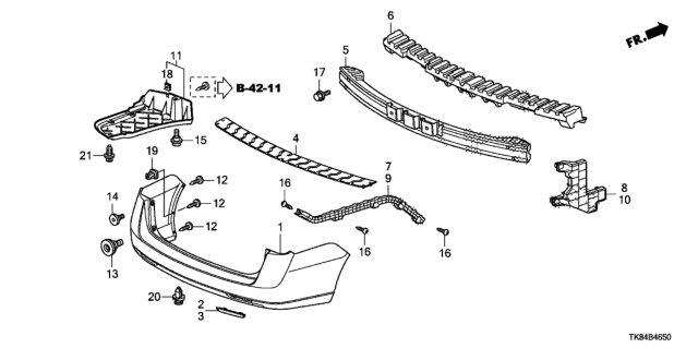 2011 Honda Odyssey Face, Rear Bumper (Dot) Diagram for 04715-TK8-A90ZZ