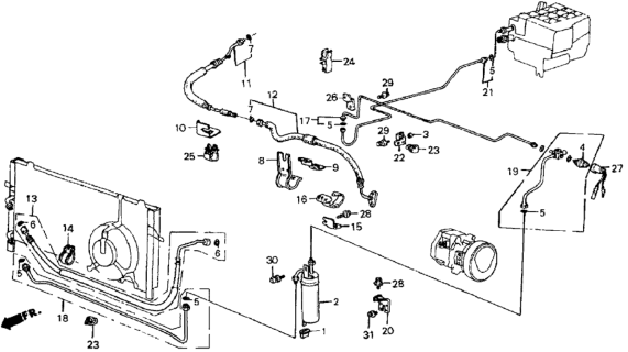 1986 Honda CRX A/C Hoses - Pipes (Keihin) Diagram