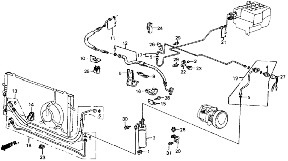 1984 Honda CRX A/C Hoses - Pipes (Keihin) Diagram