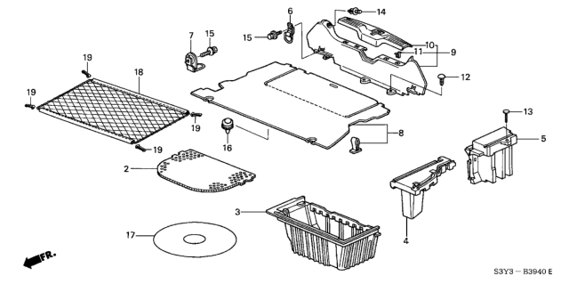 2001 Honda Insight Lid, Spare Tire Diagram for 84522-S3Y-000