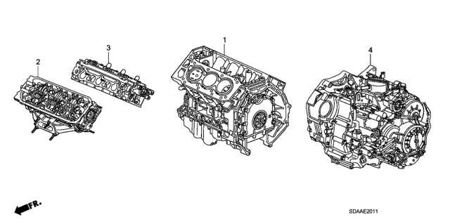 2007 Honda Accord Transmission Assembly, Bare Diagram for 20021-RAY-A64