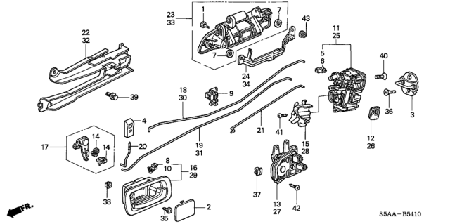 2004 Honda Civic Handle Assembly, Left Rear Door (Outer) (Nighthawk Black Pearl) Diagram for 72680-S5D-A11ZA