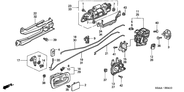 2004 Honda Civic Handle Assembly, Right Rear Door (Outer) (Radiant Ruby Pearl) Diagram for 72640-S5A-J01ZQ