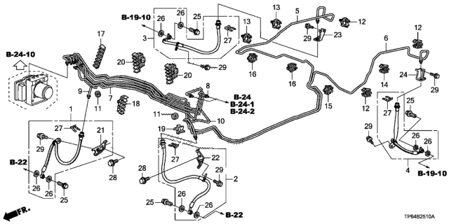 2013 Honda Crosstour Hose Set, Right Front Diagram for 01464-TP6-A02