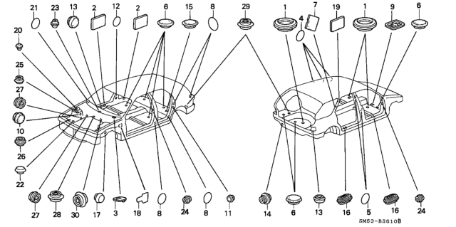 1991 Honda Accord Grommet - Plug Diagram