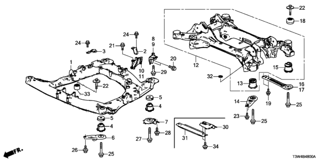 2017 Honda Accord Hybrid Rubber, RR. Sub-Frame Mounting(FR) Diagram for 50360-T3V-A01