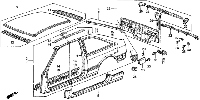 1989 Honda Accord Panel, L. RR. (Outer) Diagram for 04642-SE0-A01ZZ