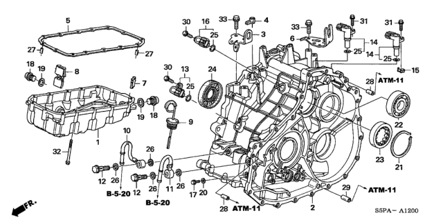 2005 Honda Civic 2 Door HX KA CVT CVT Transmission Case - Oil Pan (CVT) Diagram