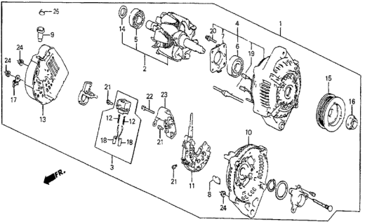 1985 Honda Prelude Alternator Assembly (Cjk35) (Denso) Diagram for 31100-PJ0-661RM