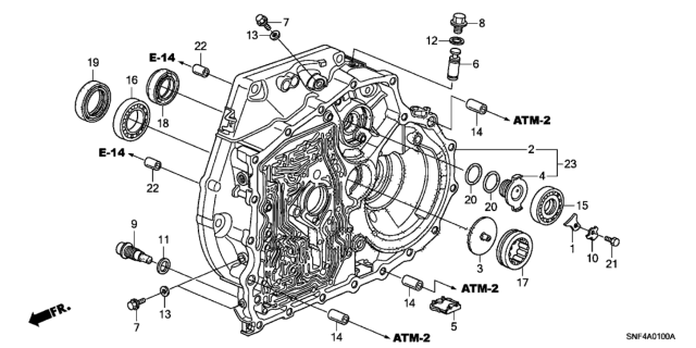 2010 Honda Civic 4 Door GX KA 5AT Torque Converter Case Diagram