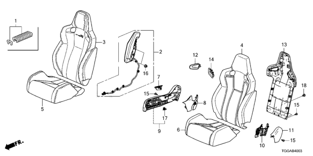 2021 Honda Civic Front Seat (Passenger Side) Diagram