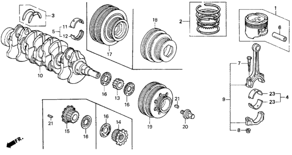 1993 Honda Del Sol Bearing B, Main (Black) (Taiho) Diagram for 13322-PH3-004