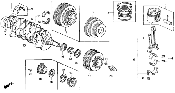 1994 Honda Del Sol Bearing D, Main (Lower) (Green) (Daido) Diagram for 13344-PR3-003