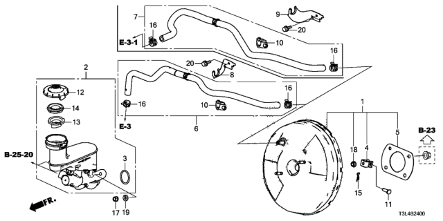 2016 Honda Accord Brake Master Cylinder  - Master Power Diagram