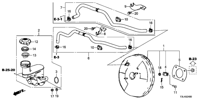 2015 Honda Accord Brake Master Cylinder  - Master Power Diagram