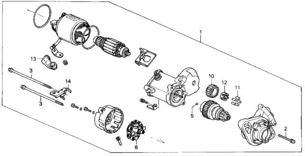 1994 Honda Del Sol 2 Door SI KL 4AT Starter Motor (Denso) Diagram