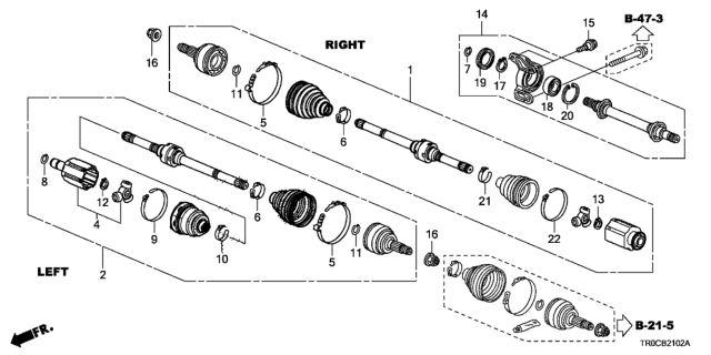 2015 Honda Civic Driveshaft - Half Shaft (CVT) Diagram