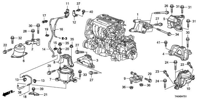 2009 Honda Accord Engine Mounts (L4) Diagram