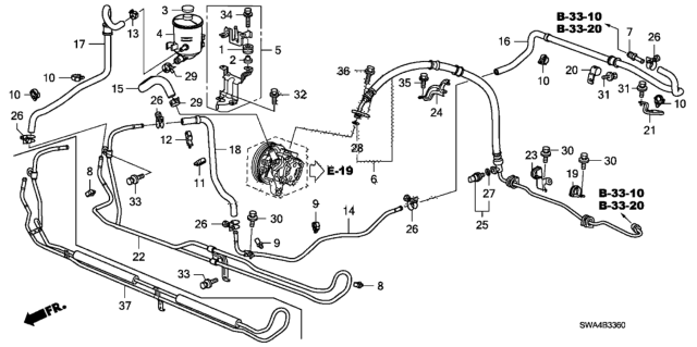 2007 Honda CR-V Cooler, Power Steering Oil Diagram for 53765-SWA-000