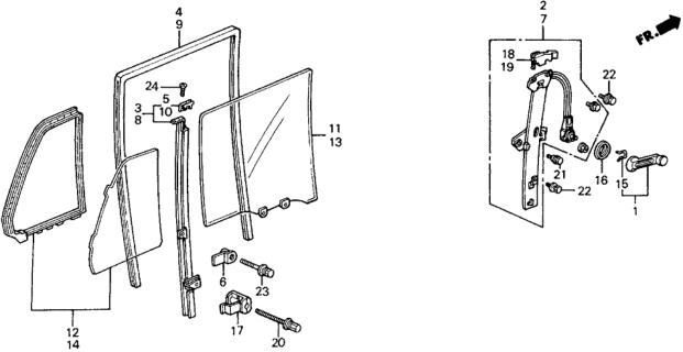 1991 Honda Civic Rear Door Windows Diagram